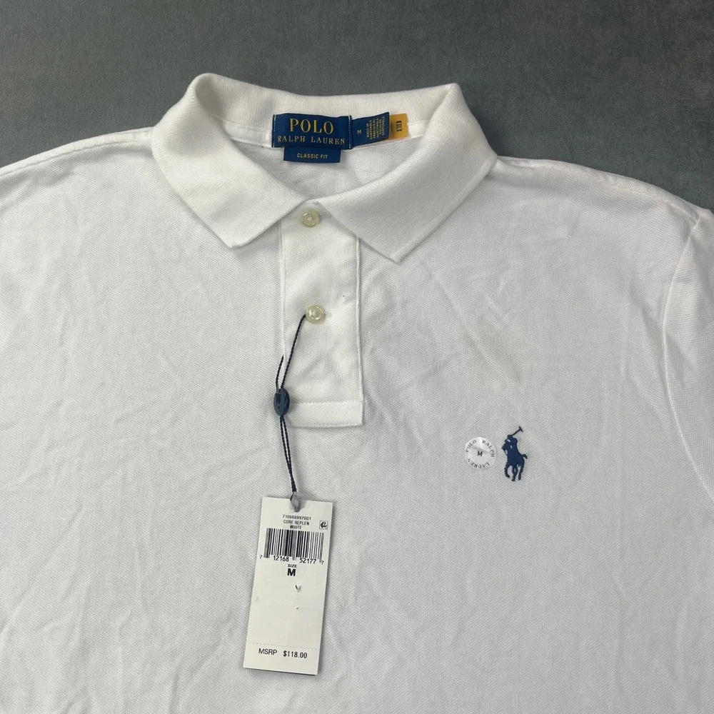 Polo Ralph Lauren Shirt Classic Fit Medium White Cotton NWT Flaws MSRP $118